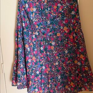 Rails Floral Tiered A-Line Skirt in Blue and Pink